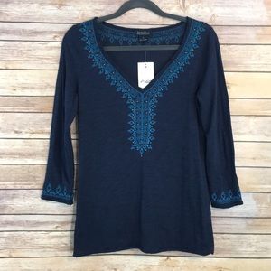 NWT Lucky Brand long sleeve embroidered detail top